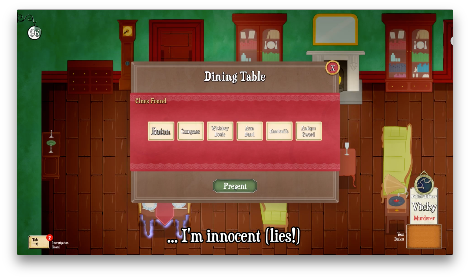 Murder At Malone Manor - gameplay screenshot of our multiplayer murder mystery PC game