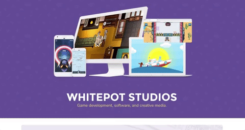 Whitepot Studios homepage scrolling GIF